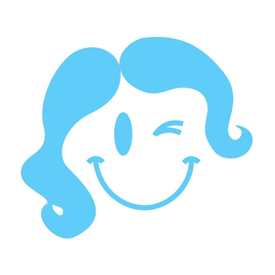 Aunty's Blue Lady Smile Wink Face